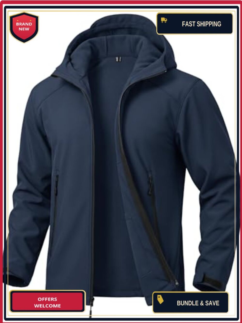 Men's Waterproof Fleece Softshell Jacket Rain Coat Lightweight Hiking Shell